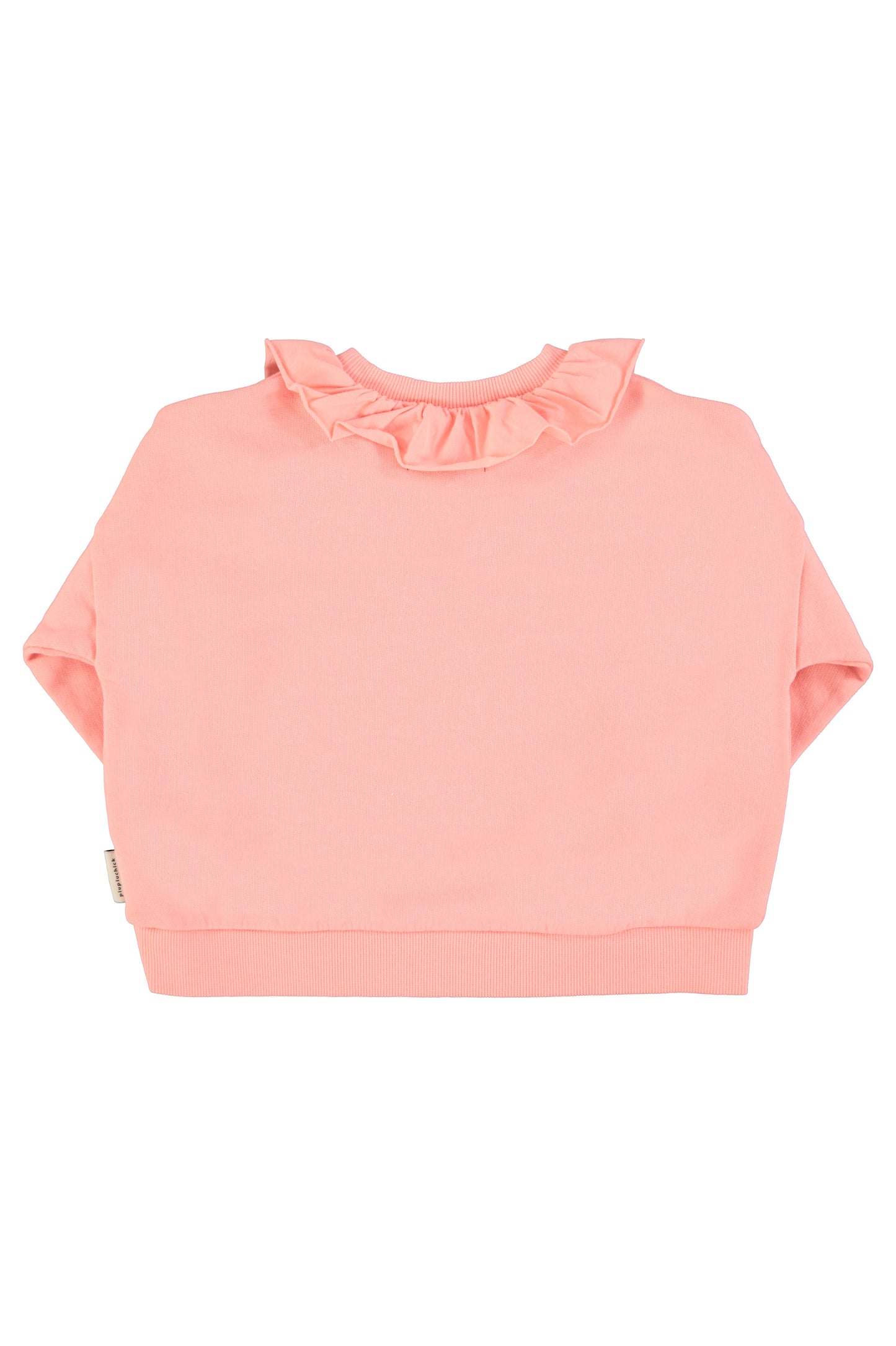 Sudadera con cuello rosa claro con estampado de fresa trasera