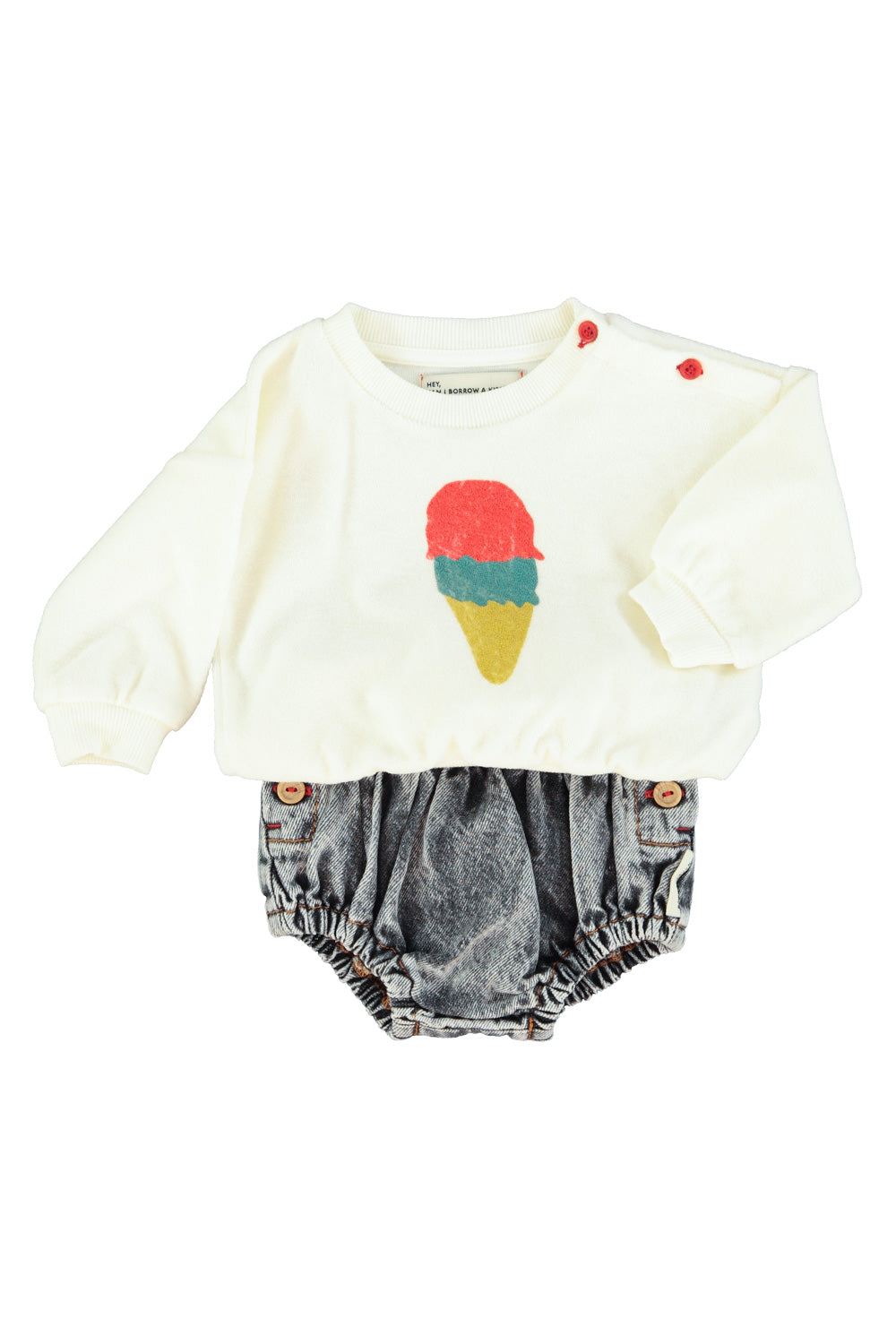 Sudadera crudo con estampado de helado conjunto