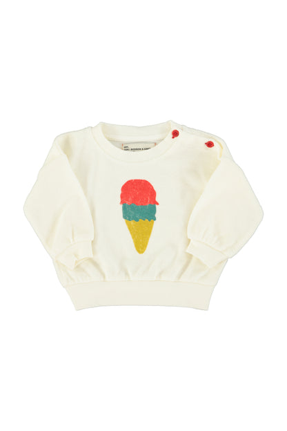 Sudadera crudo con estampado de helado delantera