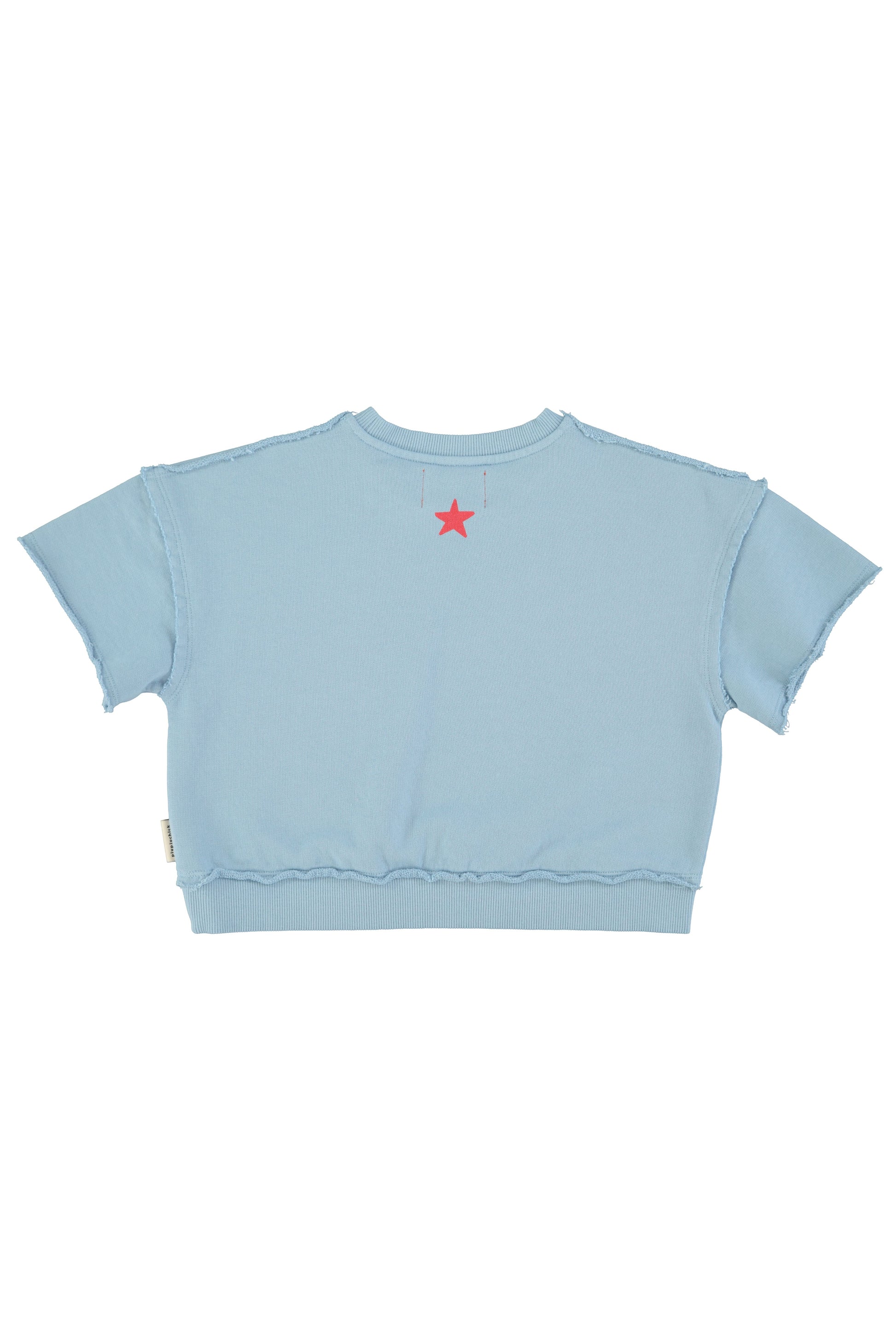 Sudadera de manga corta azul con estampado a trasera