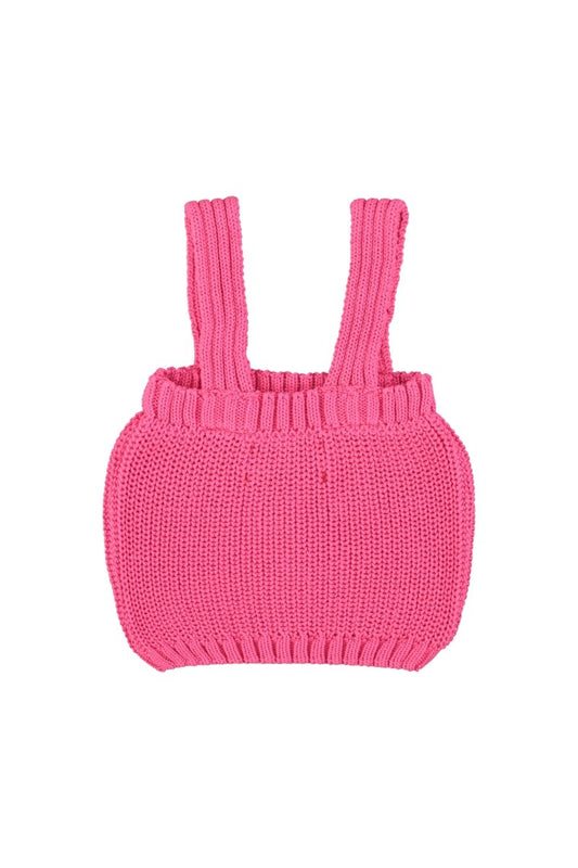 Top de punto con tirantes rosa con estampado de cerezas trasera