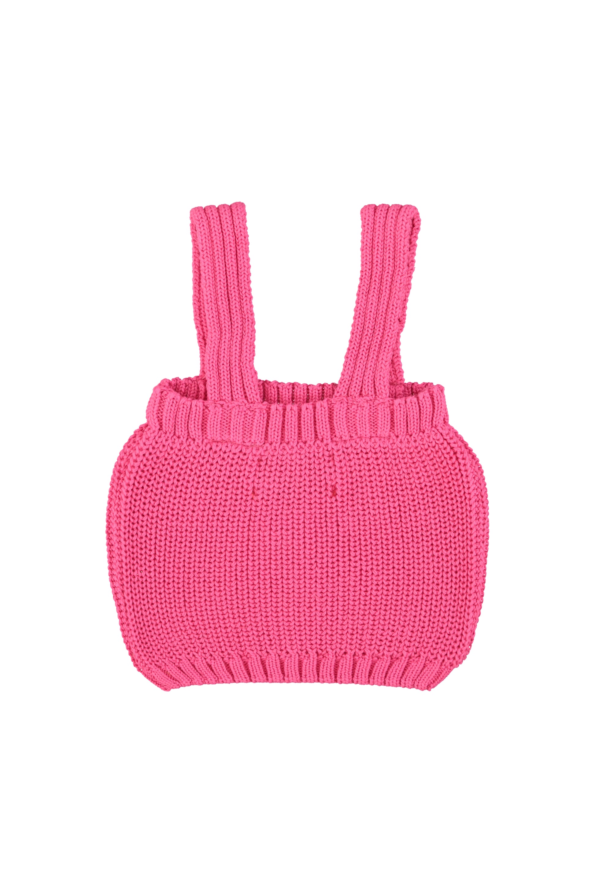 Top de punto con tirantes rosa con estampado de cerezas trasera