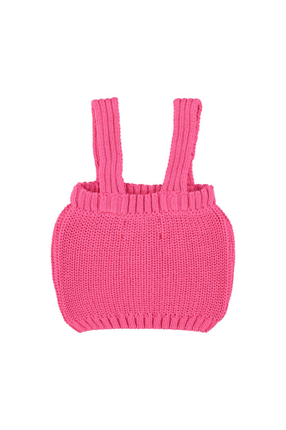 Top de punto con tirantes rosa con estampado de cerezas trasera
