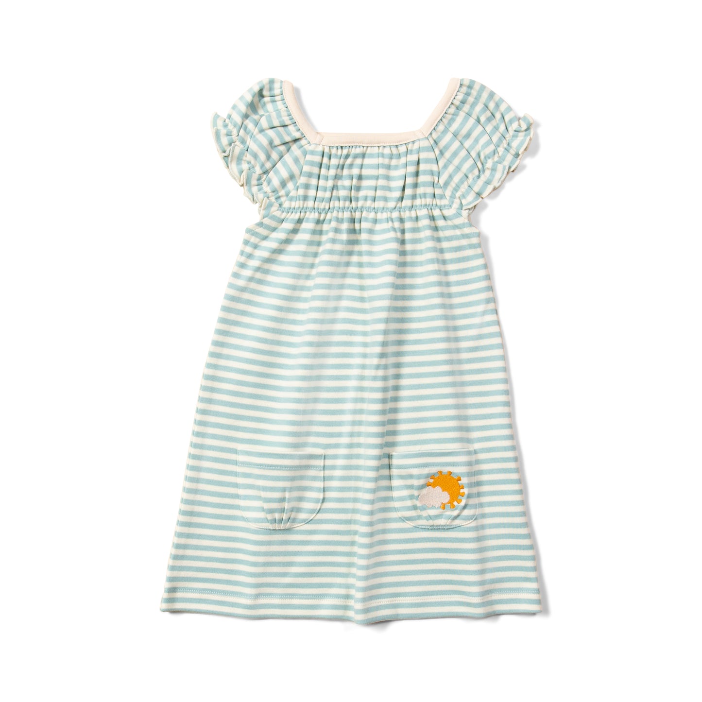 Vestido azul a rayas con volantes lifestyle