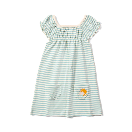 Vestido azul a rayas con volantes lifestyle