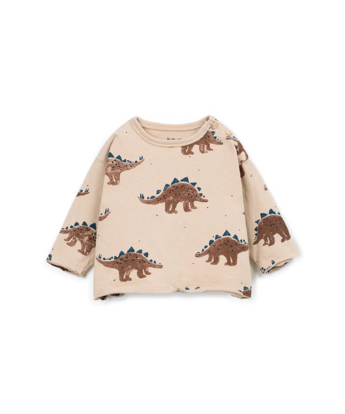 Camiseta Bebé Algodón Beige Dinosaurios de Play Up - vista frontal.