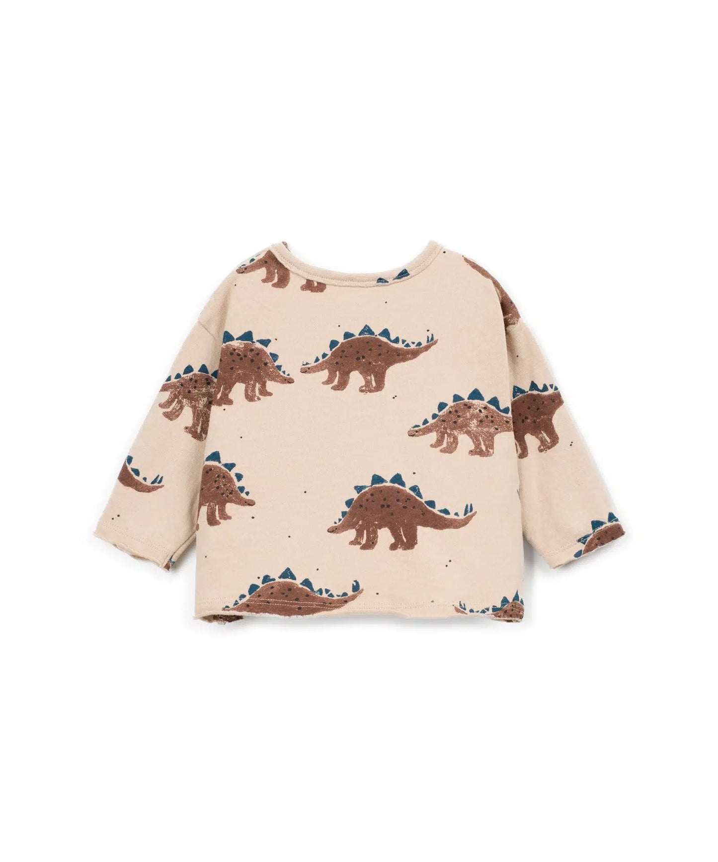 Camiseta Bebé Algodón Beige Dinosaurios de Play Up - vista trasera.
