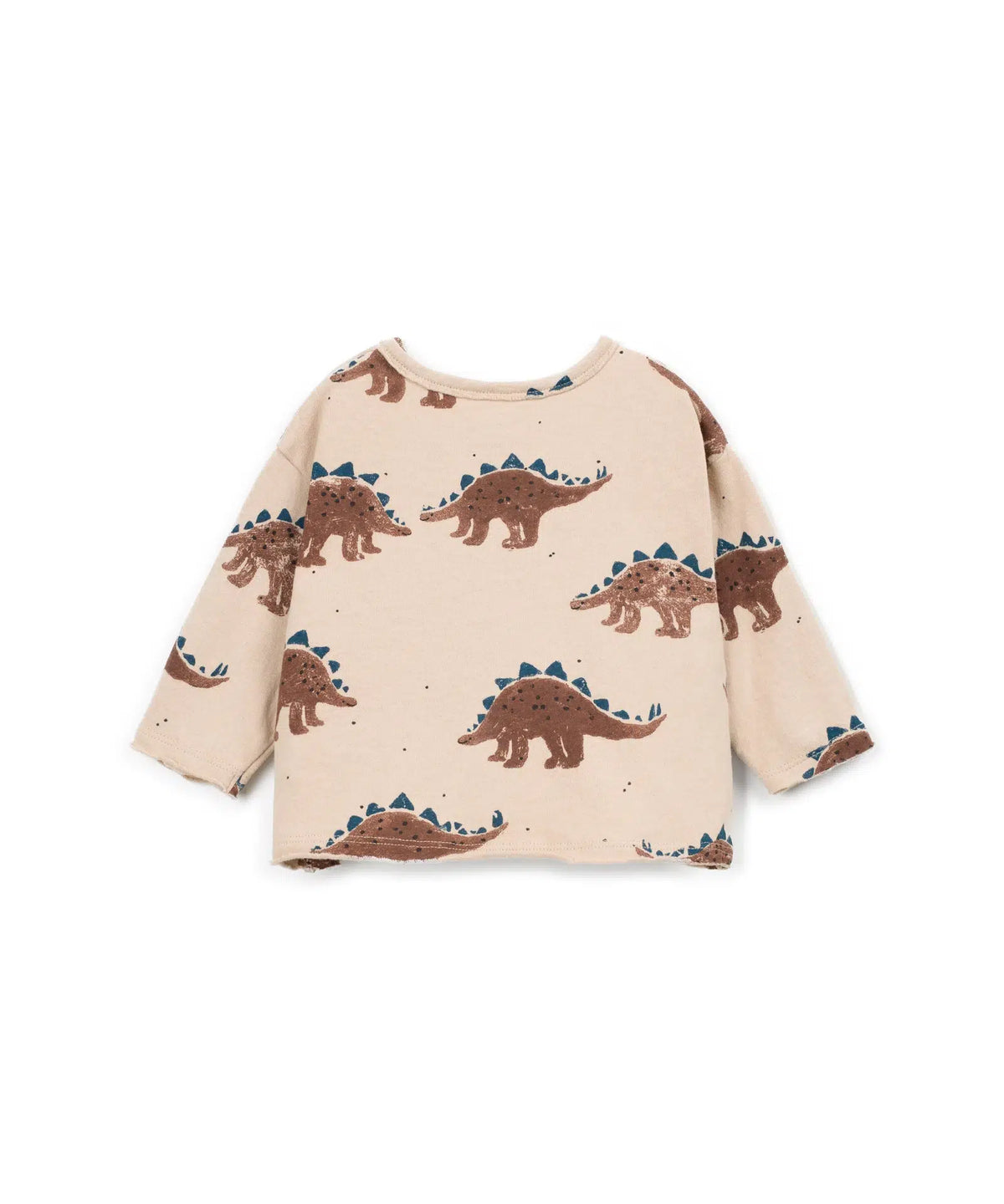 Camiseta Bebé Algodón Beige Dinosaurios de Play Up - vista trasera.