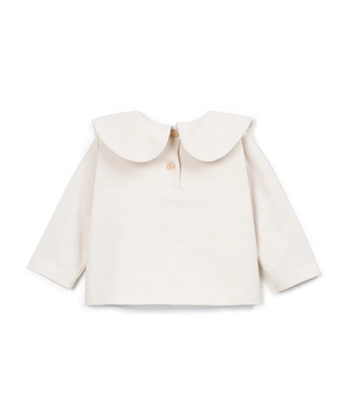 Camiseta Bebé Algodón Cruda Cuello Amplio de Play Up - vista trasera.