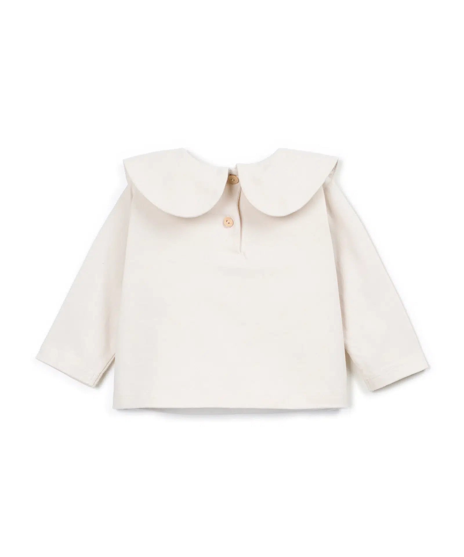 Camiseta Bebé Algodón Cruda Cuello Amplio de Play Up - vista trasera.
