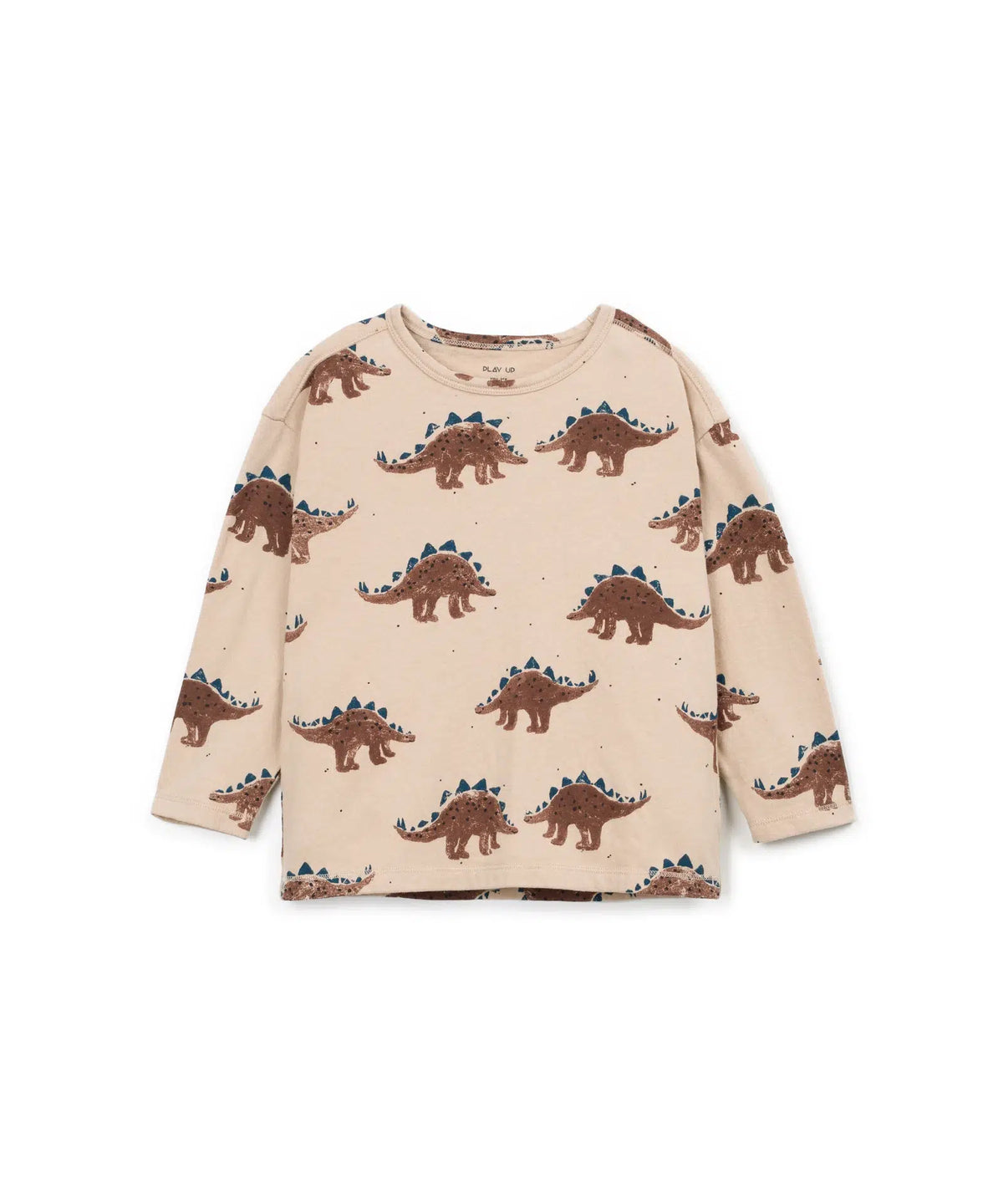 Camiseta Niño Algodón Beige Dinosaurios de Play Up - vista frontal.