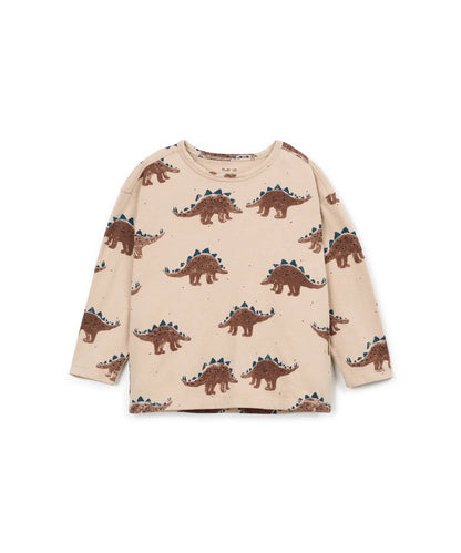 Camiseta Niño Algodón Beige Dinosaurios de Play Up - vista frontal.