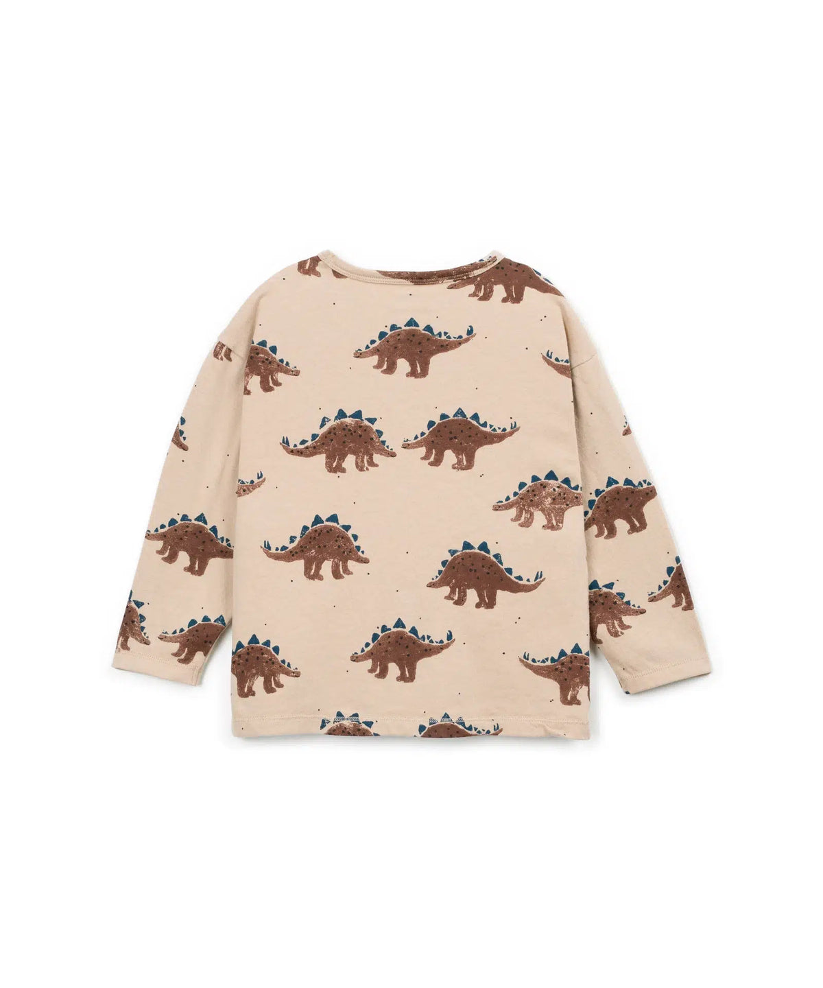 Camiseta Niño Algodón Beige Dinosaurios de Play Up - vista trasera.