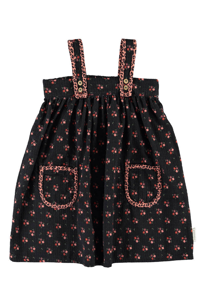 Vestido de niña negro con flores de Piupiuchick.