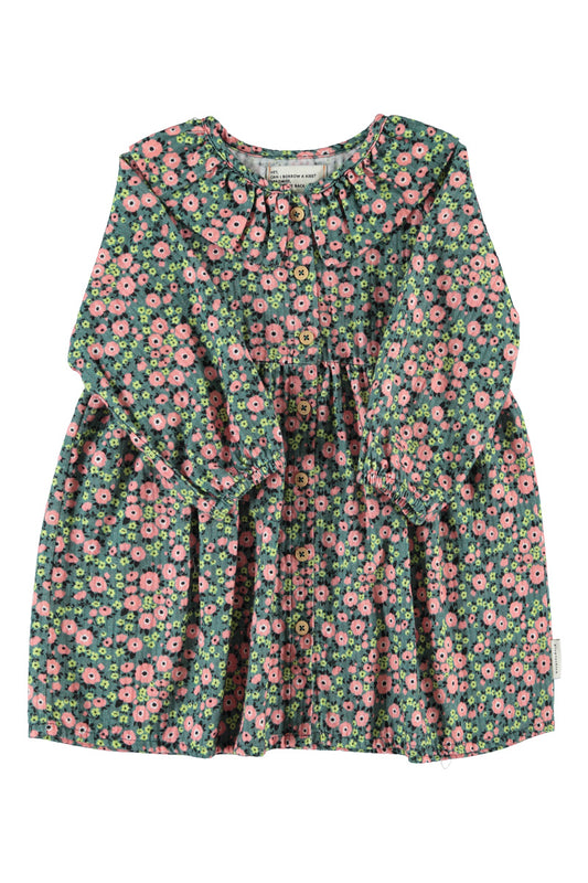 Vestido de niña verde con flores multicolor de Piupiuchick.