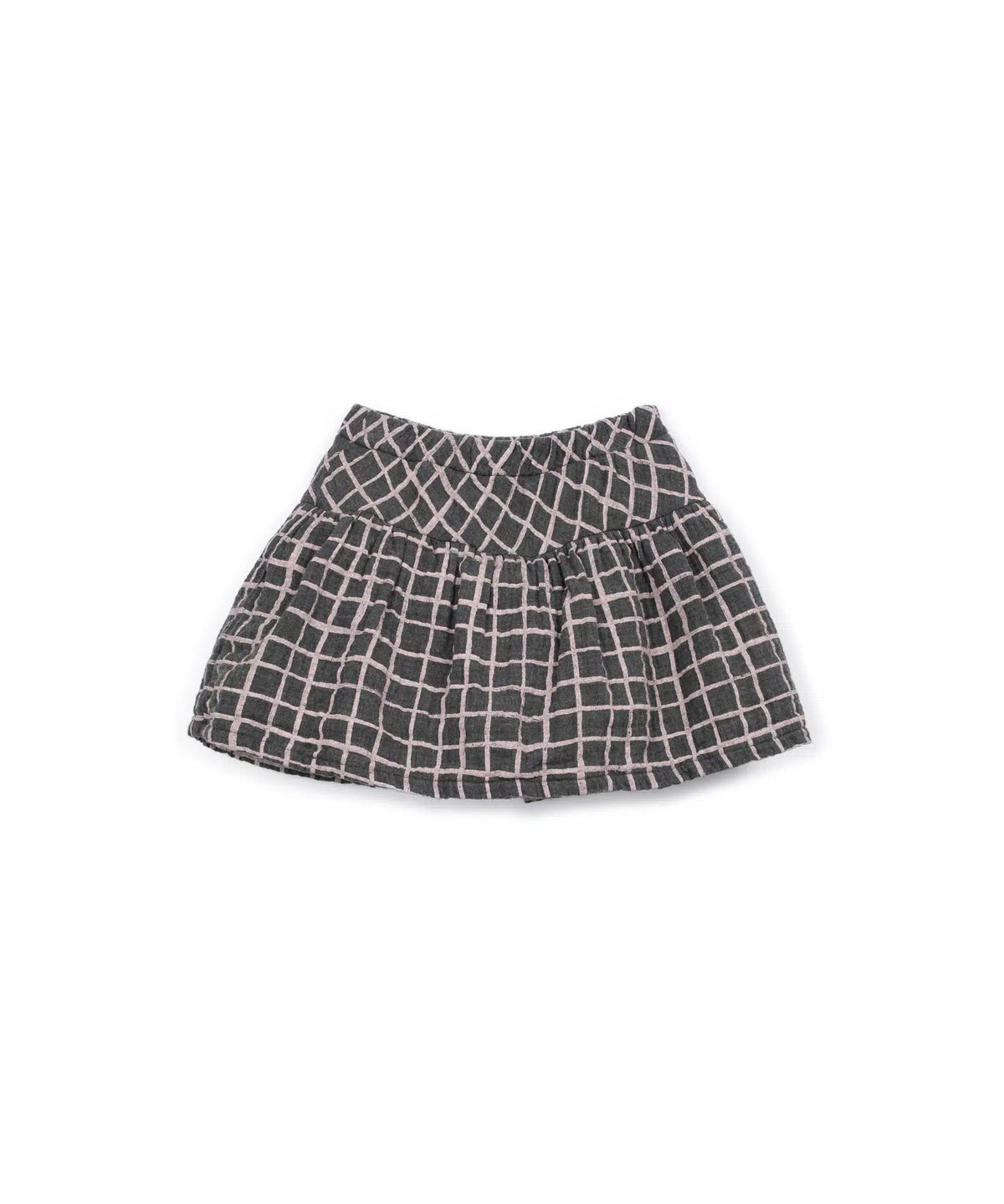 Falda pantalón Niña Algodón Gris Cuadros Rosas de Play Up - vista frontal.