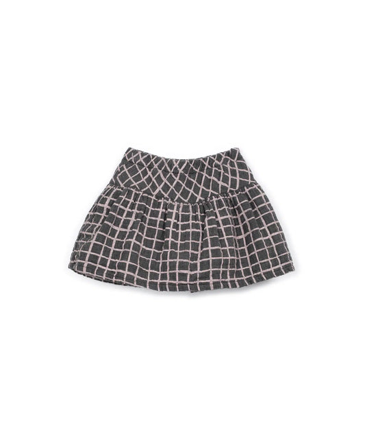 Falda pantalón Niña Algodón Gris Cuadros Rosas de Play Up - vista frontal.