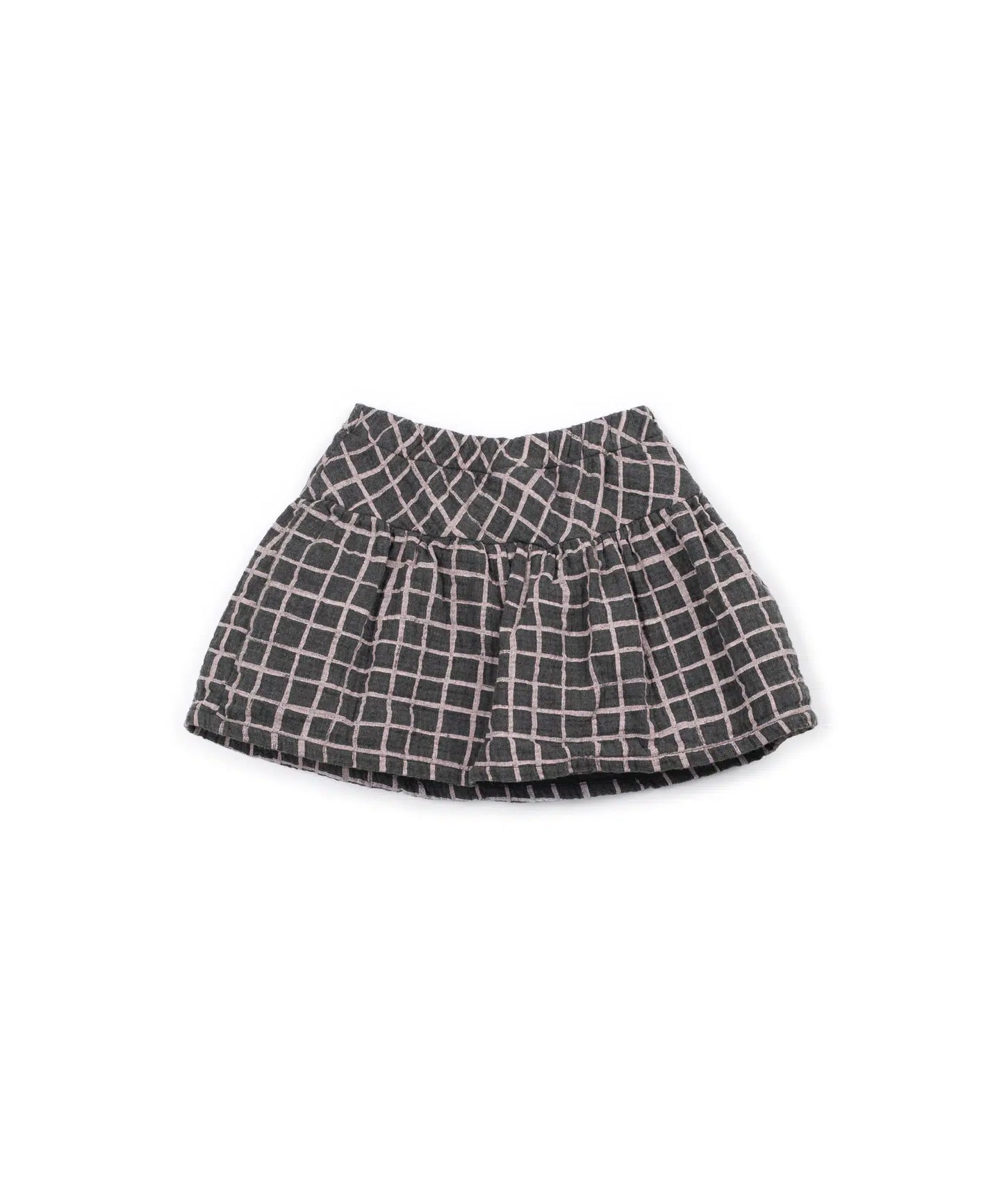 Falda pantalón Niña Algodón Gris Cuadros Rosas de Play Up - vista trasera.