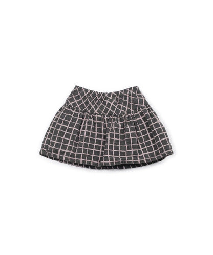 Falda pantalón Niña Algodón Gris Cuadros Rosas de Play Up - vista trasera.
