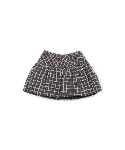 Falda pantalón Niña Algodón Gris Cuadros Rosas de Play Up - vista trasera.