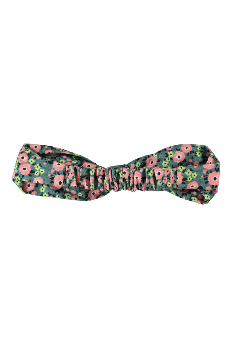 Parte trasera de diadema de niña verde con flores multicolor de piupiuchick.