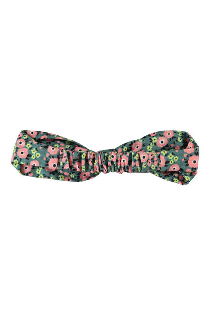 Parte trasera de diadema de niña verde con flores multicolor de piupiuchick.
