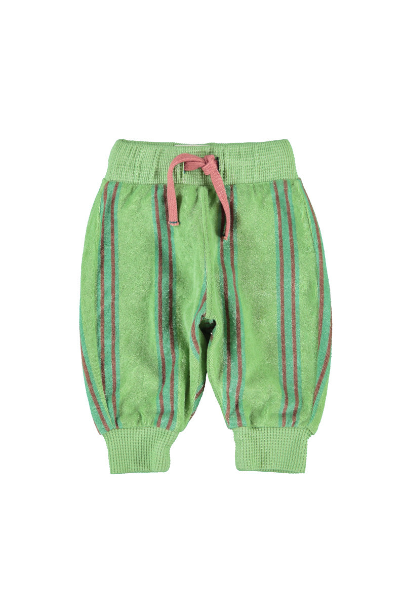 Pantalón Jogger de bebé verde con rayas dobles de Piupiuchick.