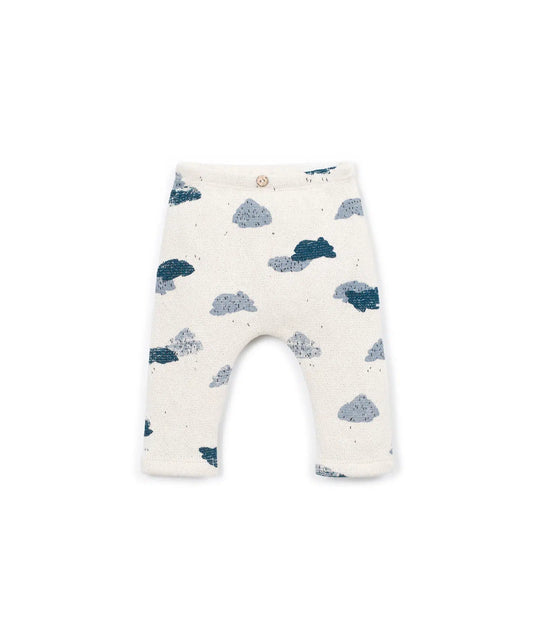 Leggings Bebé Algodón Crudos Nubes Azules de Play Up - vista frontal.