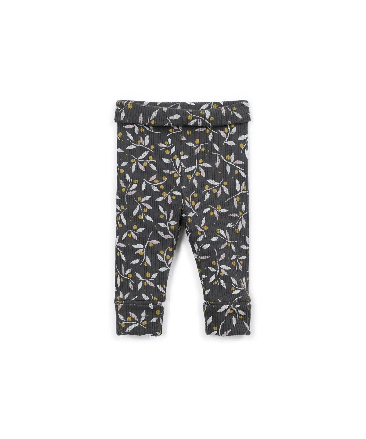 Leggings Bebé Algodón y Modal Gris Oscuro Floral de Play Up - vista frontal.