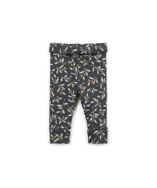 Leggings Bebé Algodón y Modal Gris Oscuro Floral de Play Up - vista frontal.