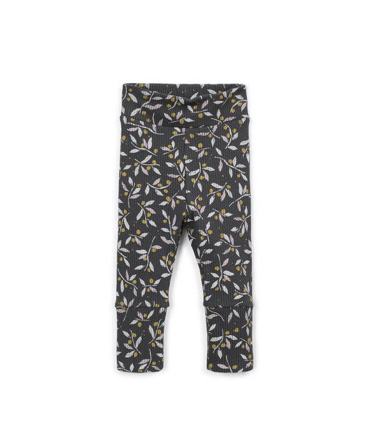 Leggings Bebé Algodón y Modal Gris Oscuro Floral de Play Up - vista trasera.