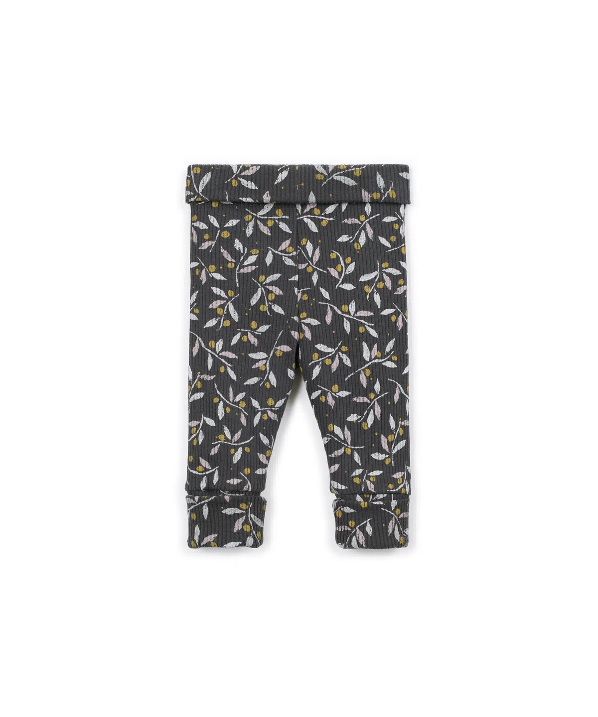 Leggings Bebé Algodón y Modal Gris Oscuro Floral de Play Up - detalle.