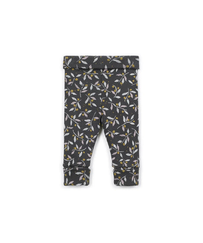 Leggings Bebé Algodón y Modal Gris Oscuro Floral de Play Up - detalle.