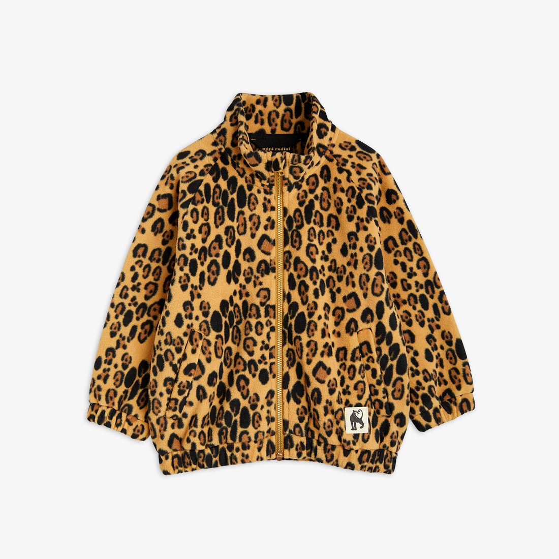 Chaqueta de niño beige leopardo, vista frontal.