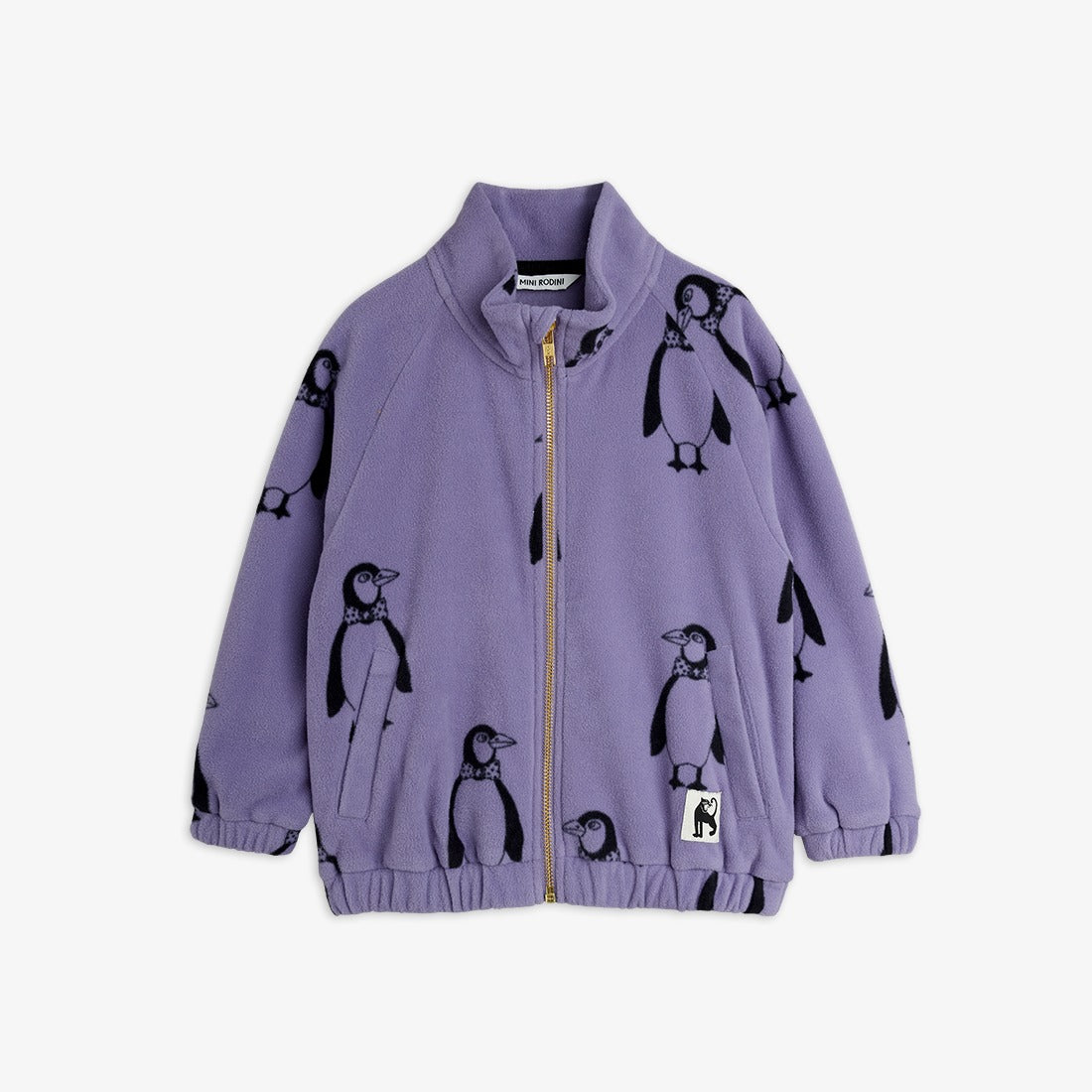 Chaqueta de niño púrpura pingüinos, vista frontal.