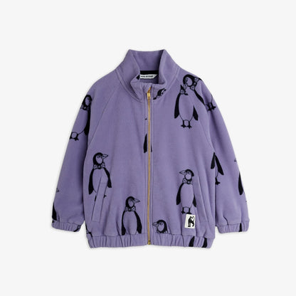 Chaqueta de niño púrpura pingüinos, vista frontal.
