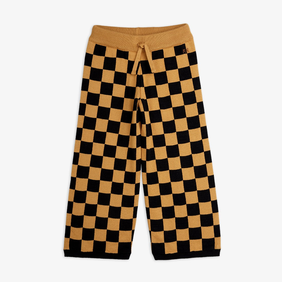 Pantalón de niño marrón cuadros ajedrez, vista frontal.