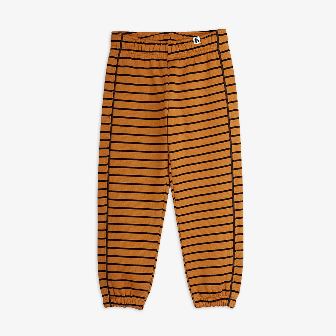 Pantalón de niño marrón rayas negras, vista frontal.