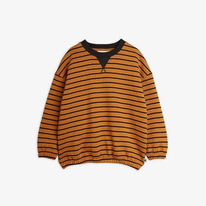 Sudadera de niño marrón rayas negras, vista frontal.