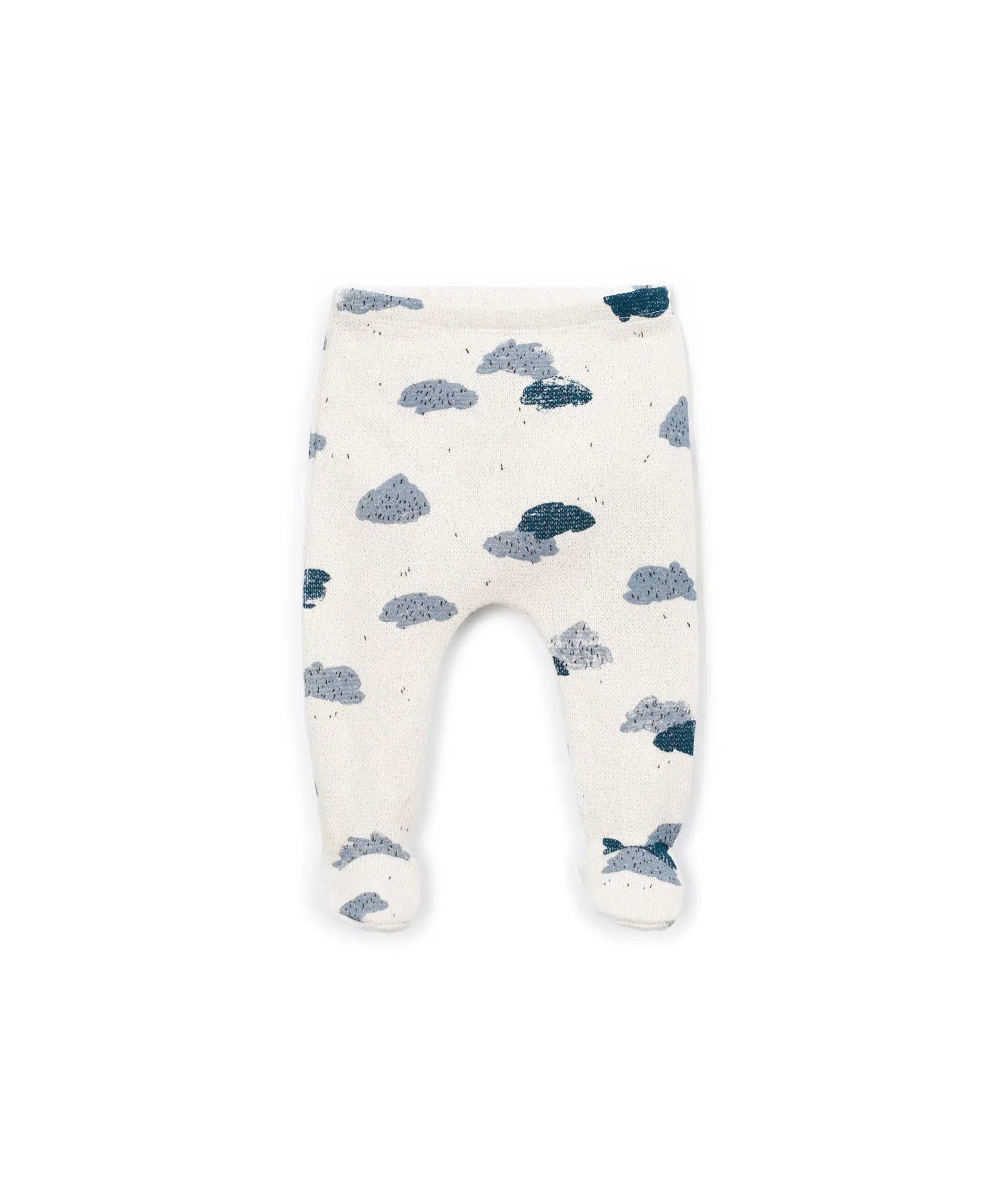 Pantalón Bebé Algodón Crudo Nubes Azules de Play Up - vista frontal.
