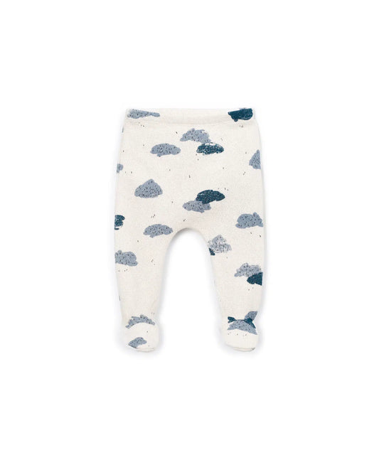 Pantalón Bebé Algodón Crudo Nubes Azules de Play Up - vista frontal.