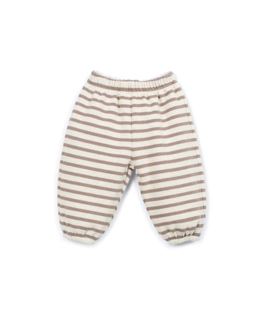 Pantalón Bebé Algodón Crudo Rayas Topo de Play Up - vista frontal.