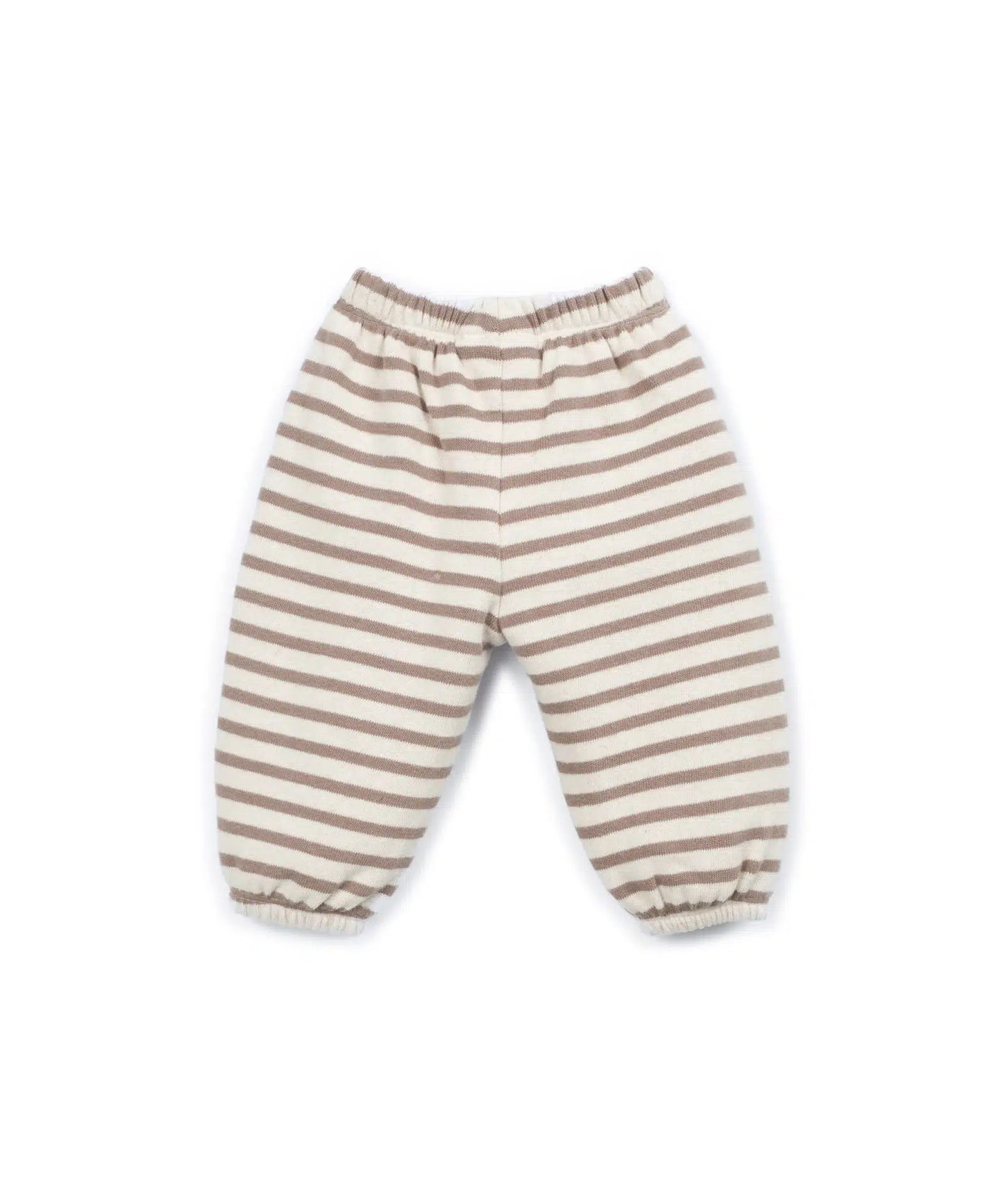 Pantalón Bebé Algodón Crudo Rayas Topo de Play Up - vista trasera.