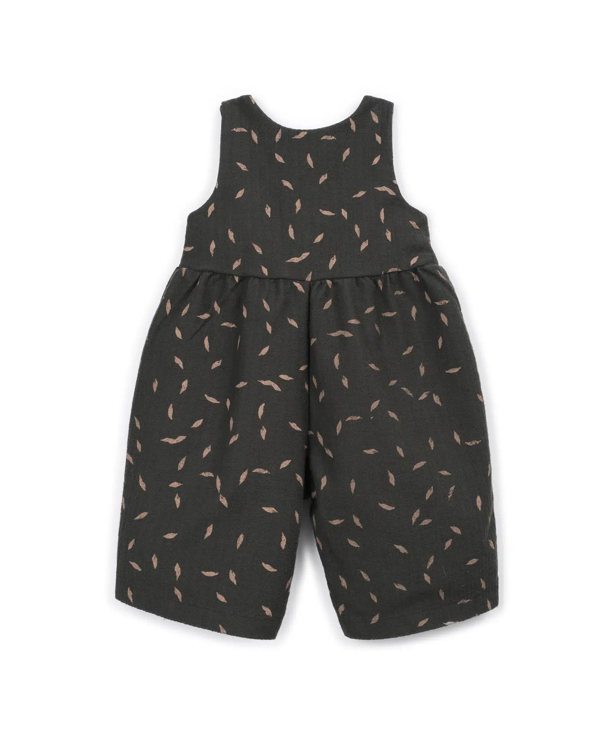 Peto Bebé Algodón Gris Oscuro Estampado Vegetal de Play Up - vista trasera.