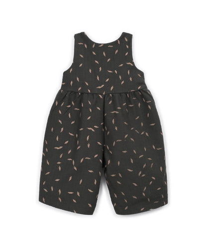 Peto Bebé Algodón Gris Oscuro Estampado Vegetal de Play Up - vista trasera.