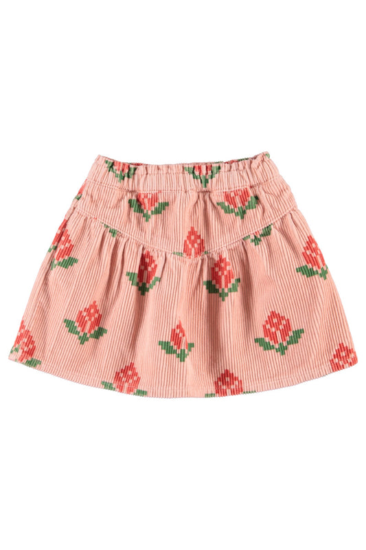 Falda de niña rosa con flores grandes de Piupiuchick.