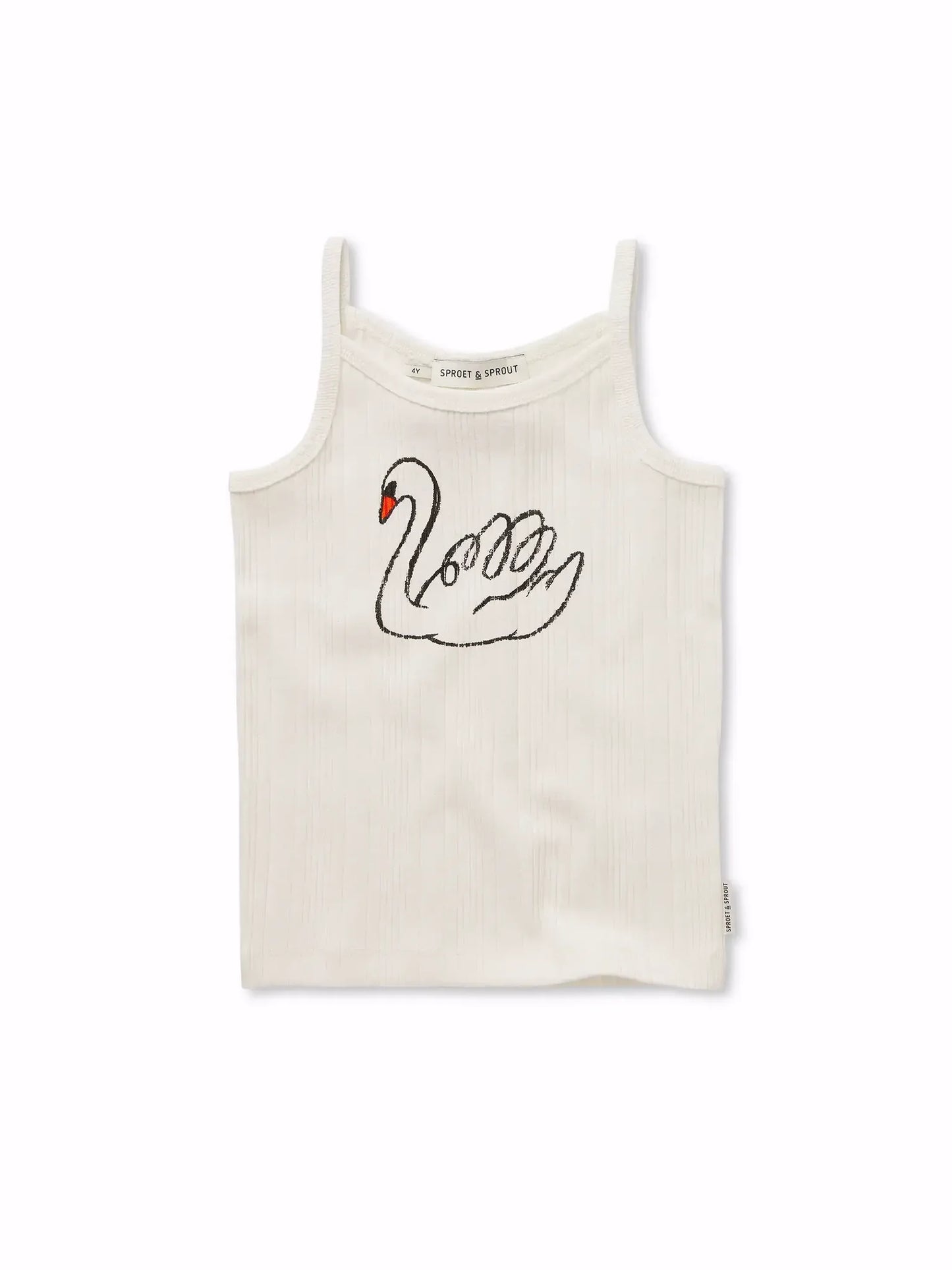 Camiseta cruda de tirantes para niña con cisne de Sproet & Sprout.