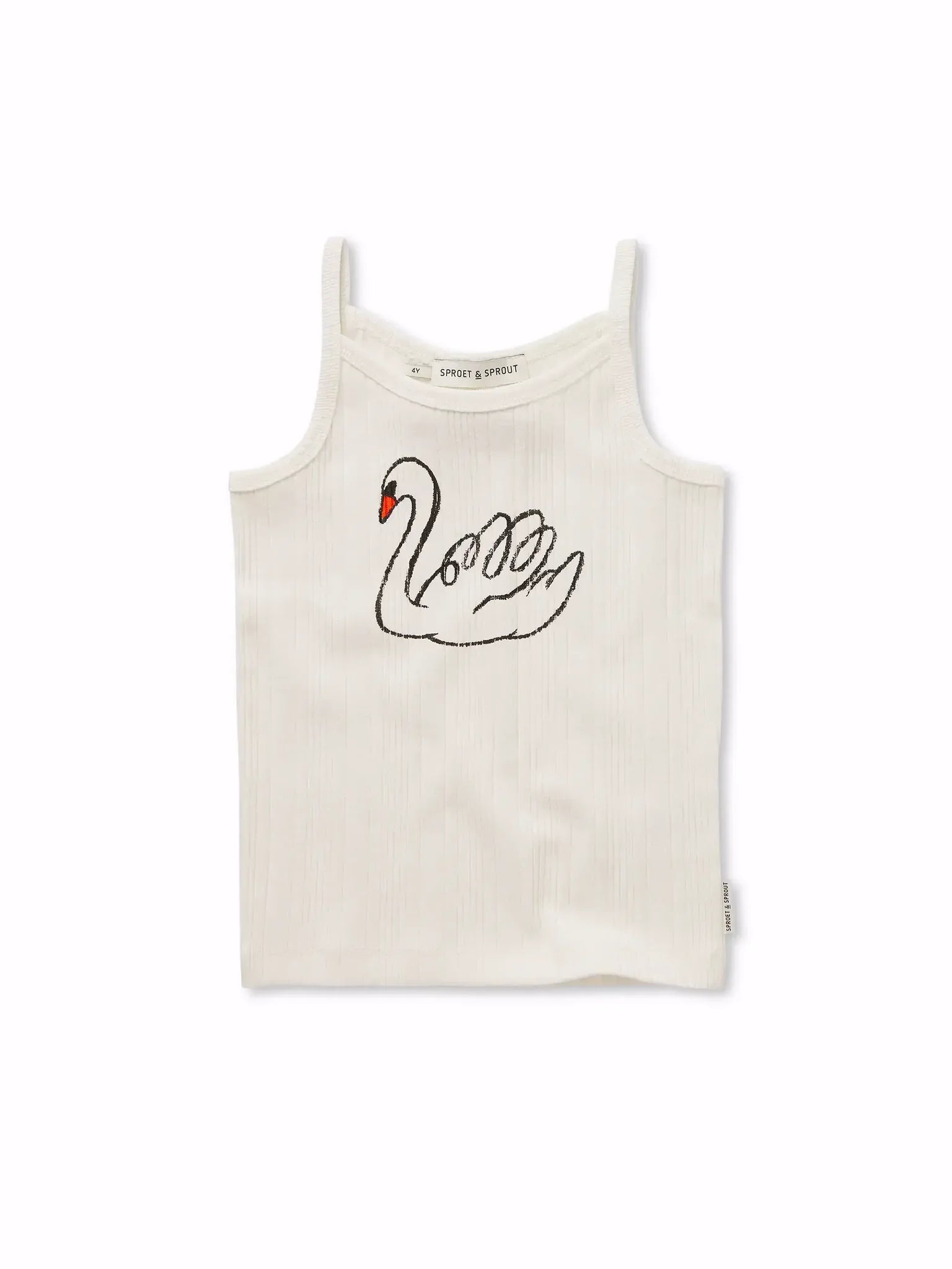Camiseta cruda de tirantes para niña con cisne de Sproet & Sprout.