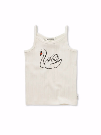 Camiseta cruda de tirantes para niña con cisne de Sproet & Sprout.