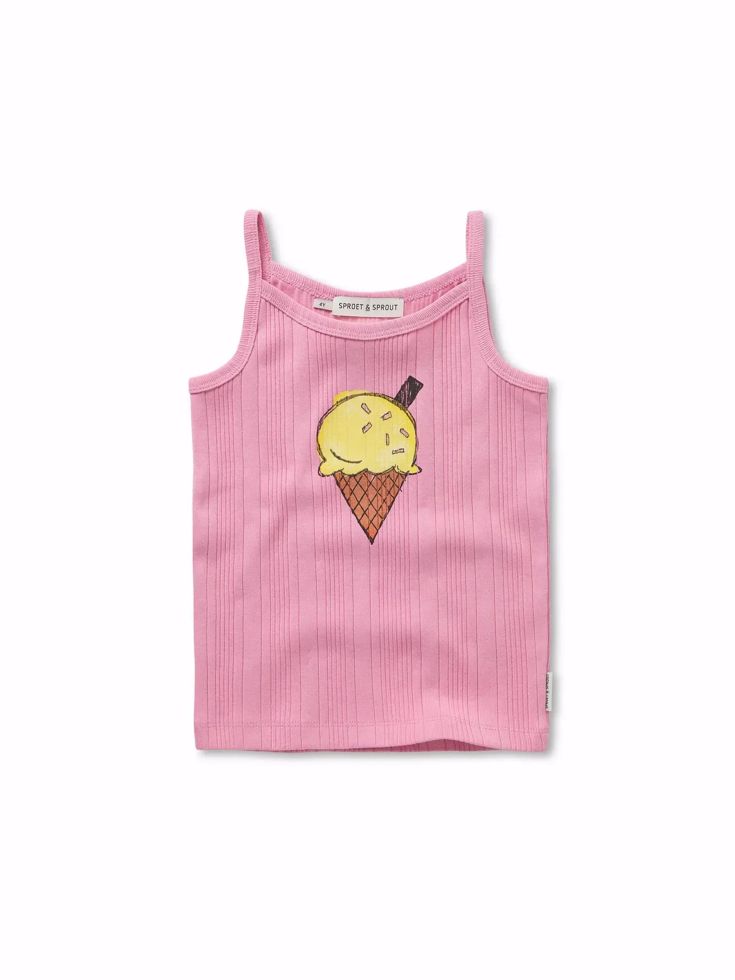 Camiseta rosa de tirantes para niña con helado de Sproet & Sprout.